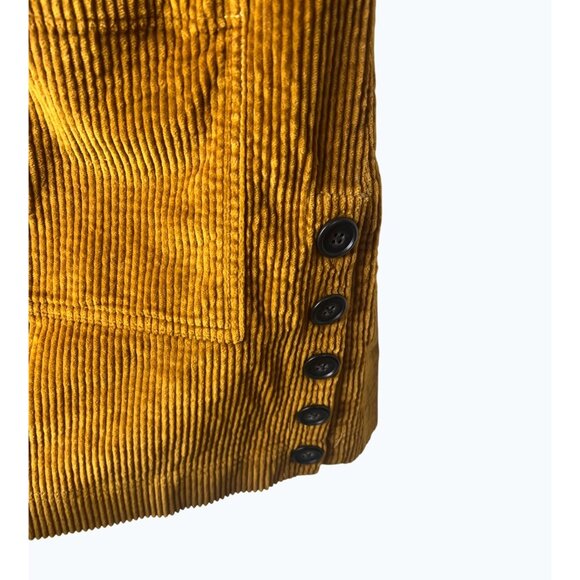 Madewell Corduroy Side-Button Shift Dress V-Neck Medium Antique Gold Casual Styl - Picture 11 of 14